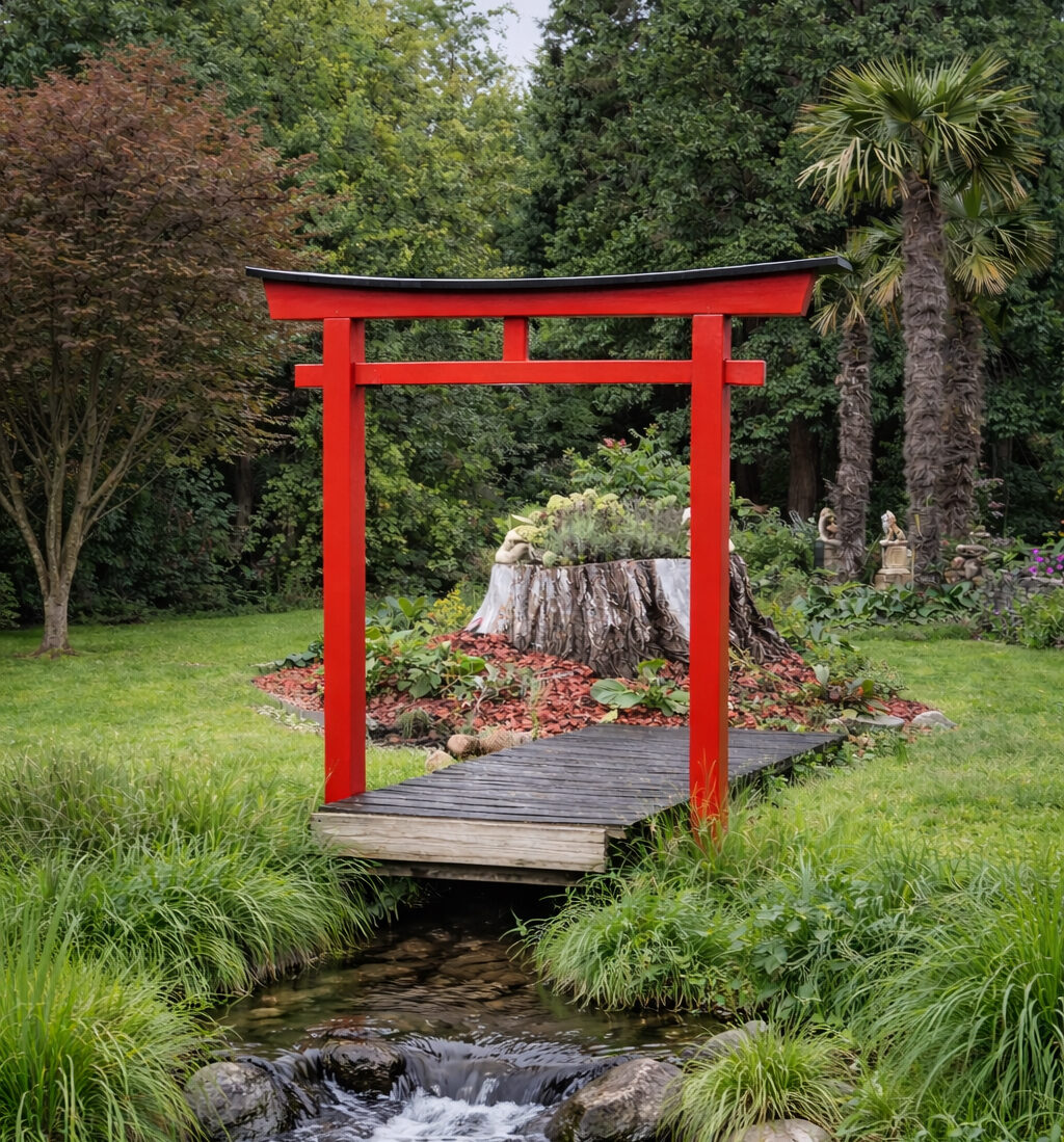 Japanischer Torii 057 Heian am Wasser